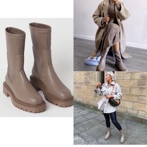 H&M tall Chelsea boots with lug sole